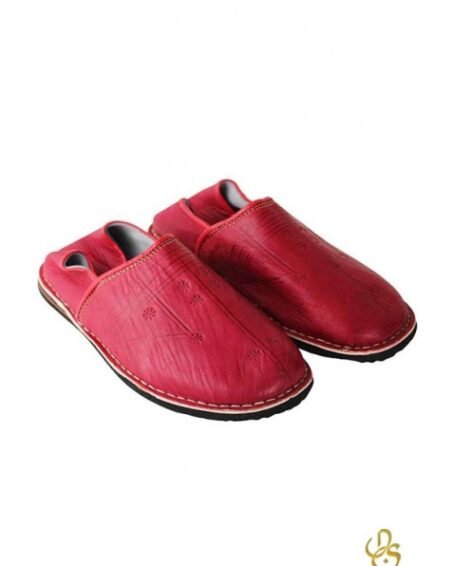 Berber red leather slippers