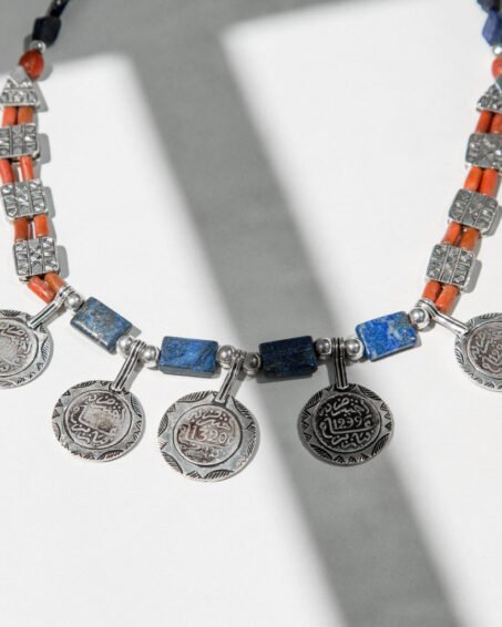 Blue Coral Coins Necklace