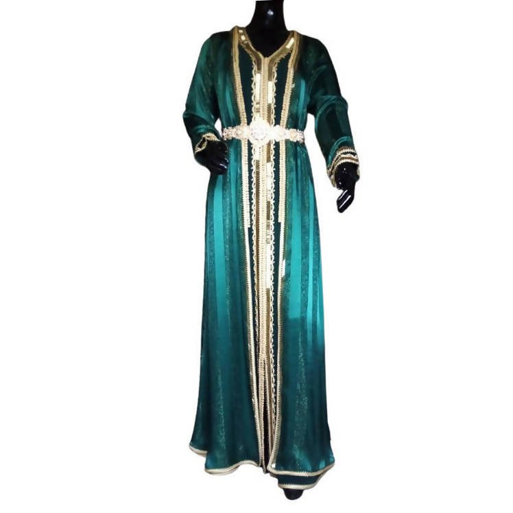 Caftan en soie verte
