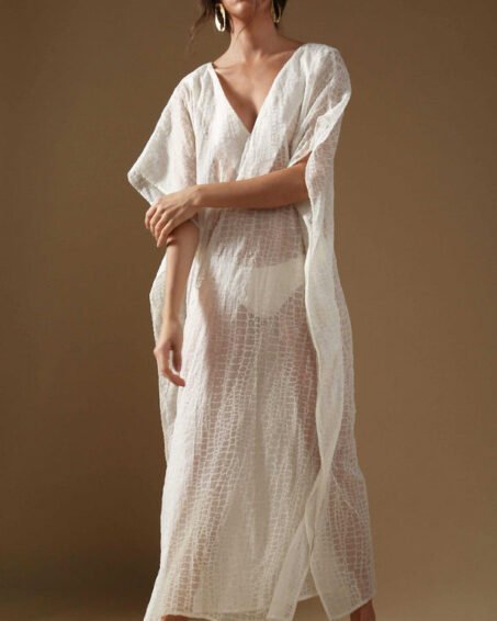 Caftan soyeux à motif Yasmine