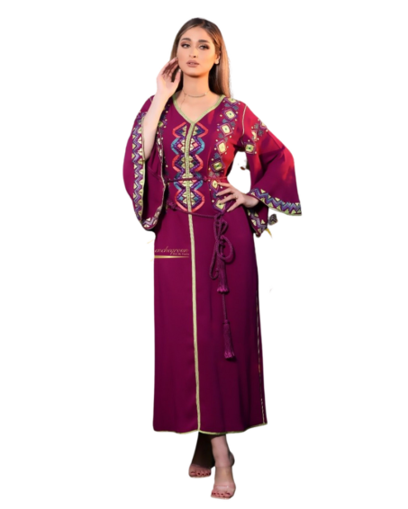 Deep Purple Embroidered Kaftan