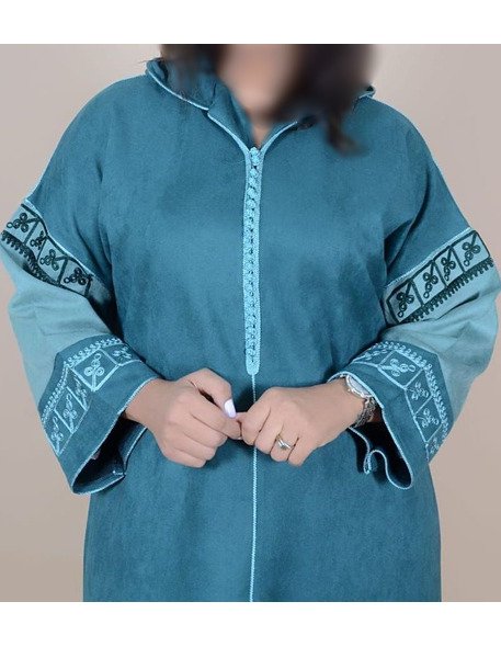 djellaba femme bleu canard