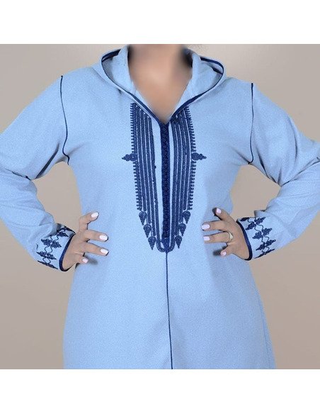 Djellaba femme bleu ciel - Image 3