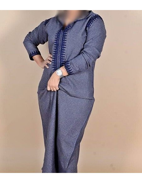 Djellaba femme Bleu gris - Image 3