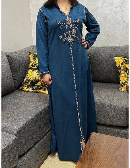 Djellaba femme bleu pétrole