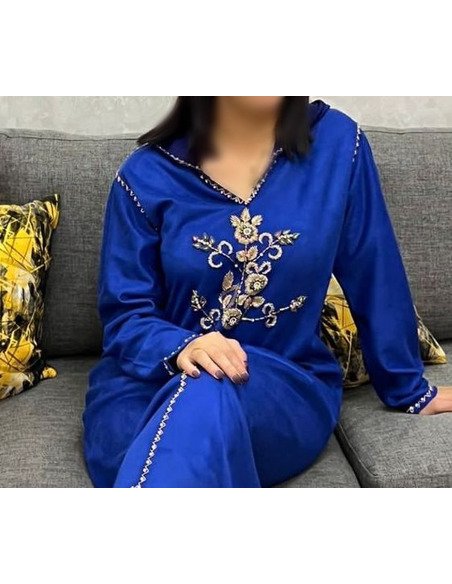 Djellaba femme bleu roi - Image 3
