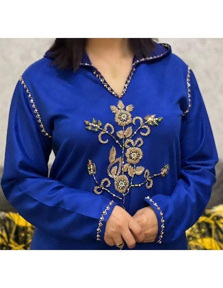 Djellaba femme bleu roi - Image 4