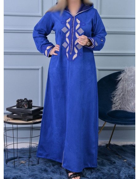 Djellaba femme Bleu royal - Image 2