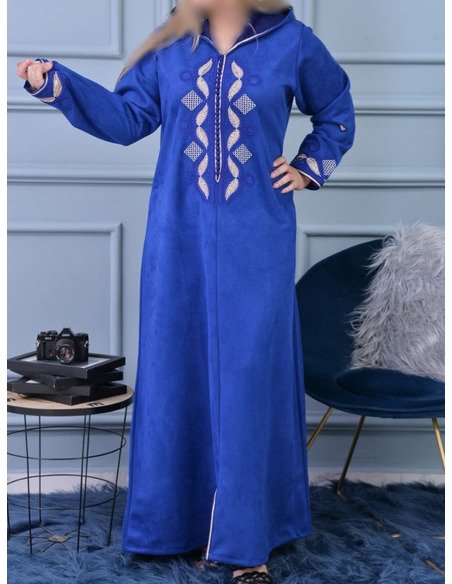Djellaba femme Bleu royal - Image 3