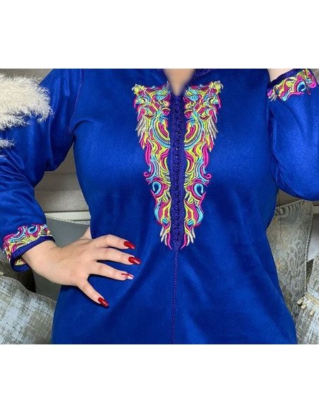 Djellaba femme bleu royal - Image 2