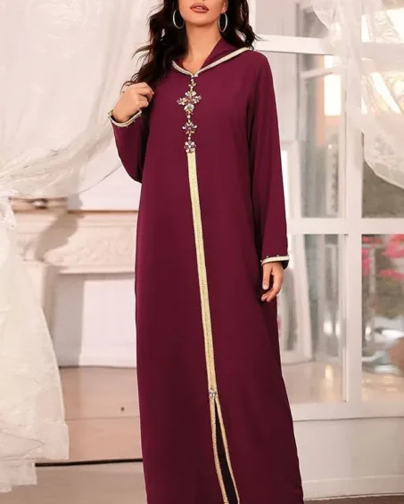 Djellaba Marocaine Pierres Rouge - Muslimatoun