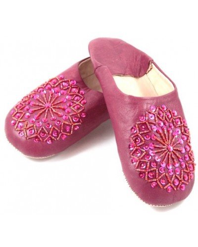Fuchsia selma slippers with sequins