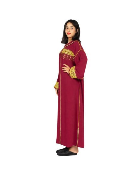Gold and Burgundy Moroccan Djellaba