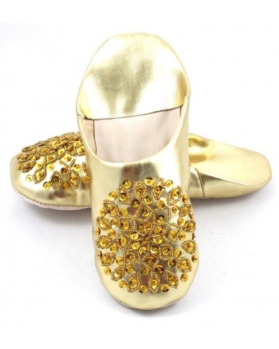 Gold selma slippers with sequins