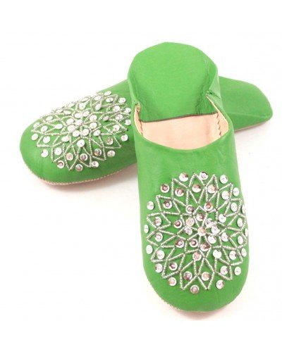 Green selma slippers with sequins