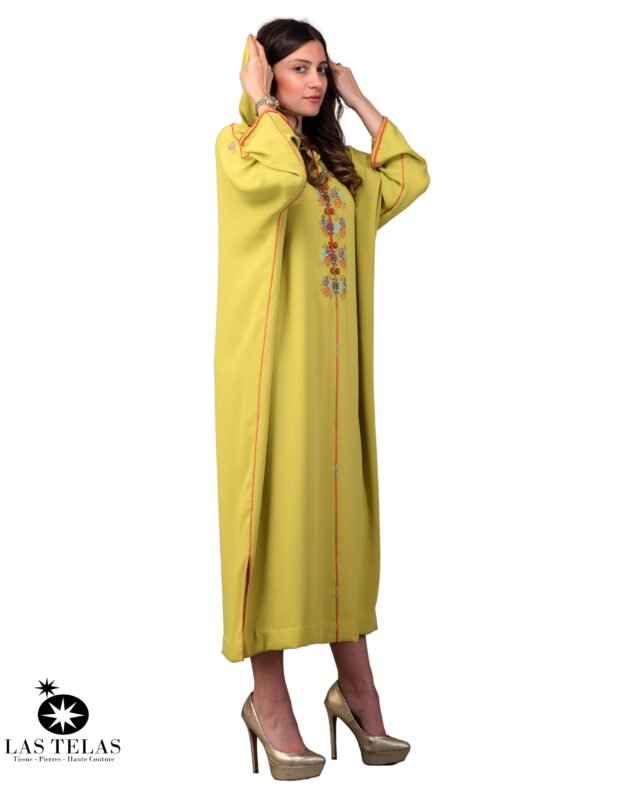 Imane Moroccan Jalabiya Women Crepe Yellow