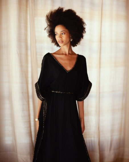 Ines Black Belted Kaftan
