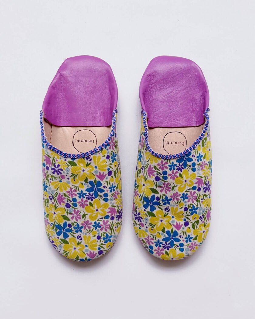 Liberty Print Babouche Slippers, Bohemian Bloom