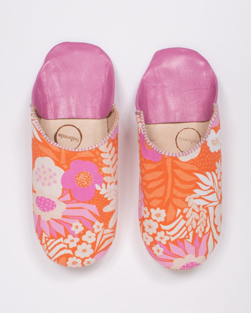 Margot Floral Babouche Slippers, Fuchsia