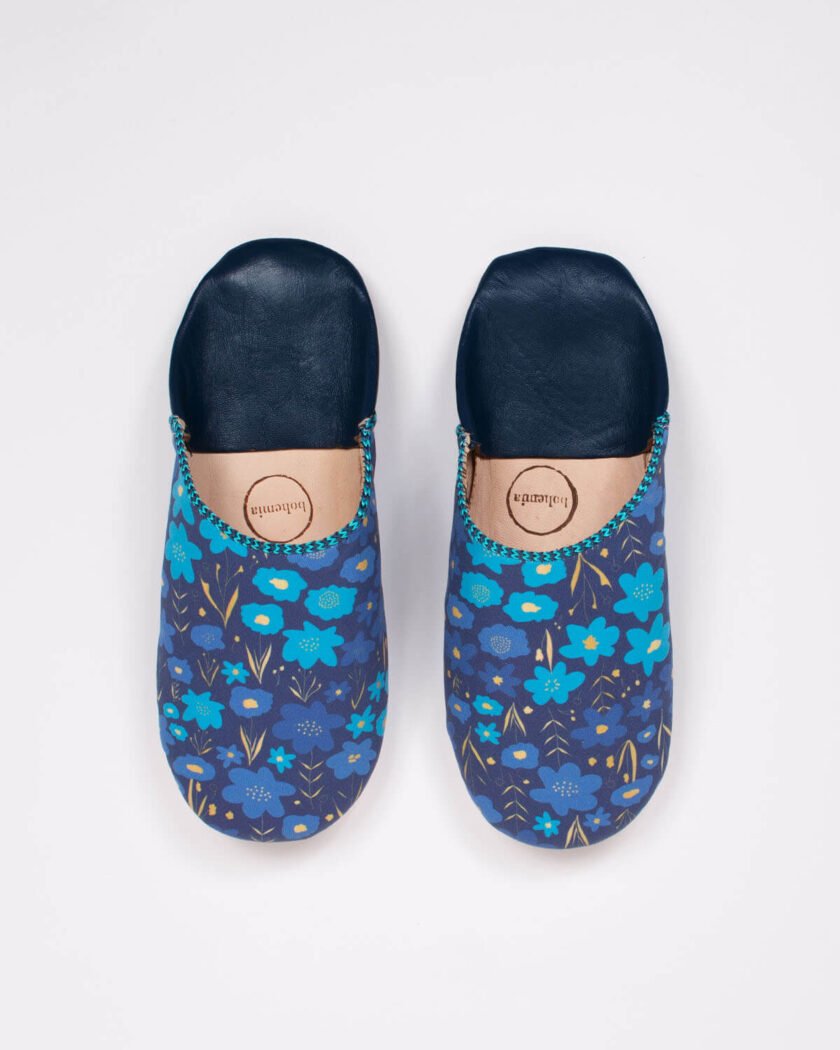 Margot Floral Babouche Slippers, Indigo