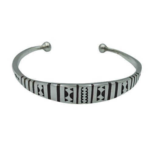 Men and Women Charm, Bangle Bracelet 925 Silver Open , 2-Ball Cuff Bracelet, Handmade in Morocco