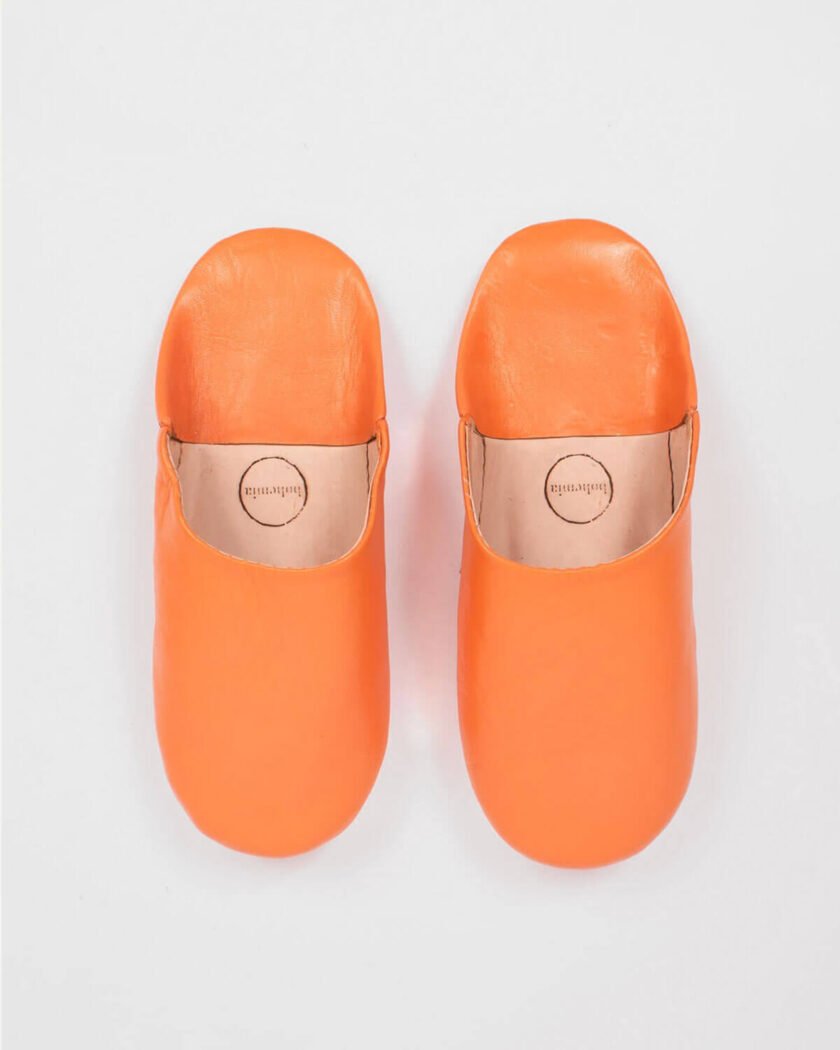 Moroccan Babouche Basic Slippers, Clementine (Pack of 2)