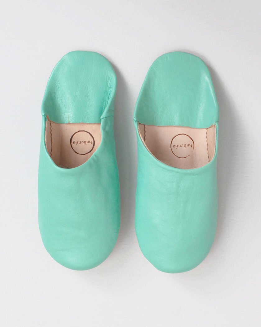 Moroccan Babouche Basic Slippers, Duck Egg (Pack of 2)