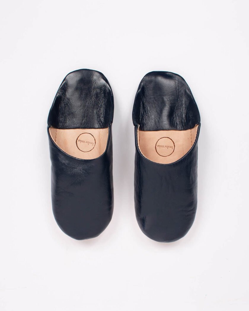 Moroccan Babouche Basic Slippers, Indigo (Pack of 2)