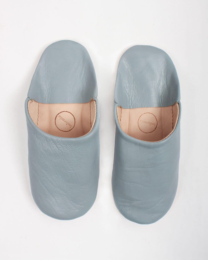 Moroccan Babouche Basic Slippers, Pearl Grey (Pack of 2)