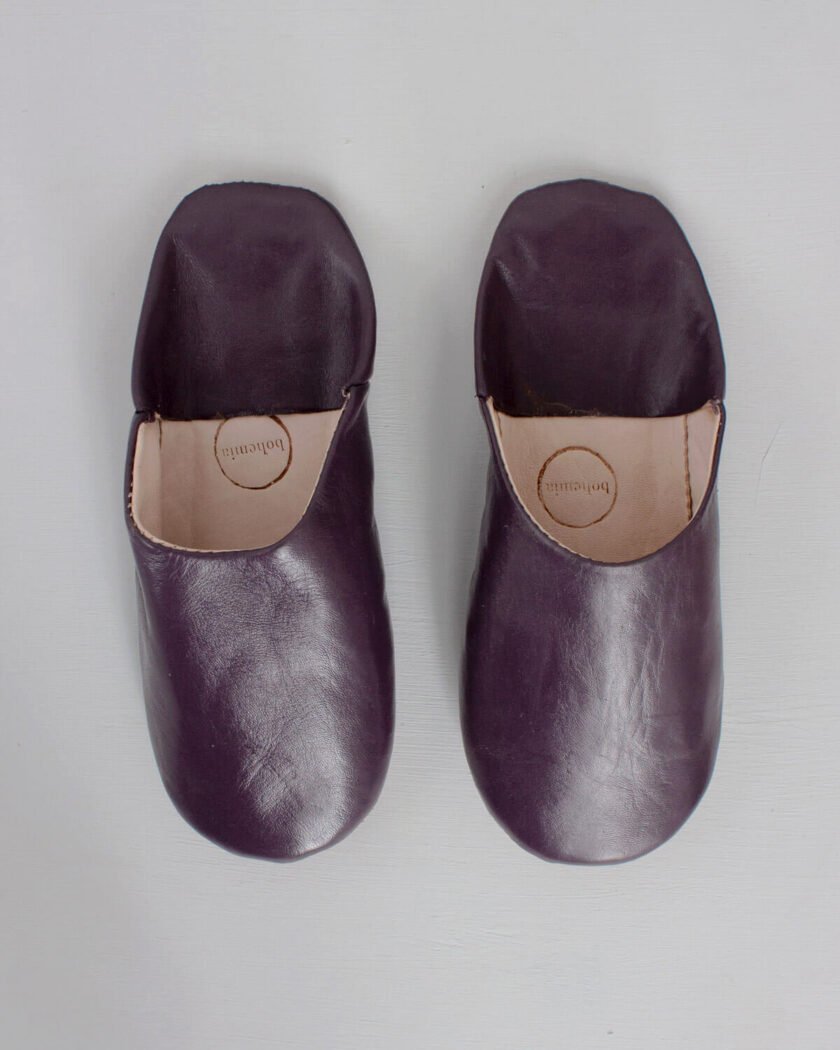 Moroccan Babouche Basic Slippers, Plum