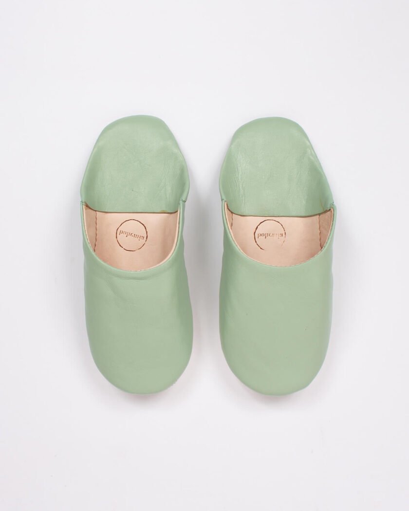 Moroccan Babouche Basic Slippers, Sage (Pack of 2)