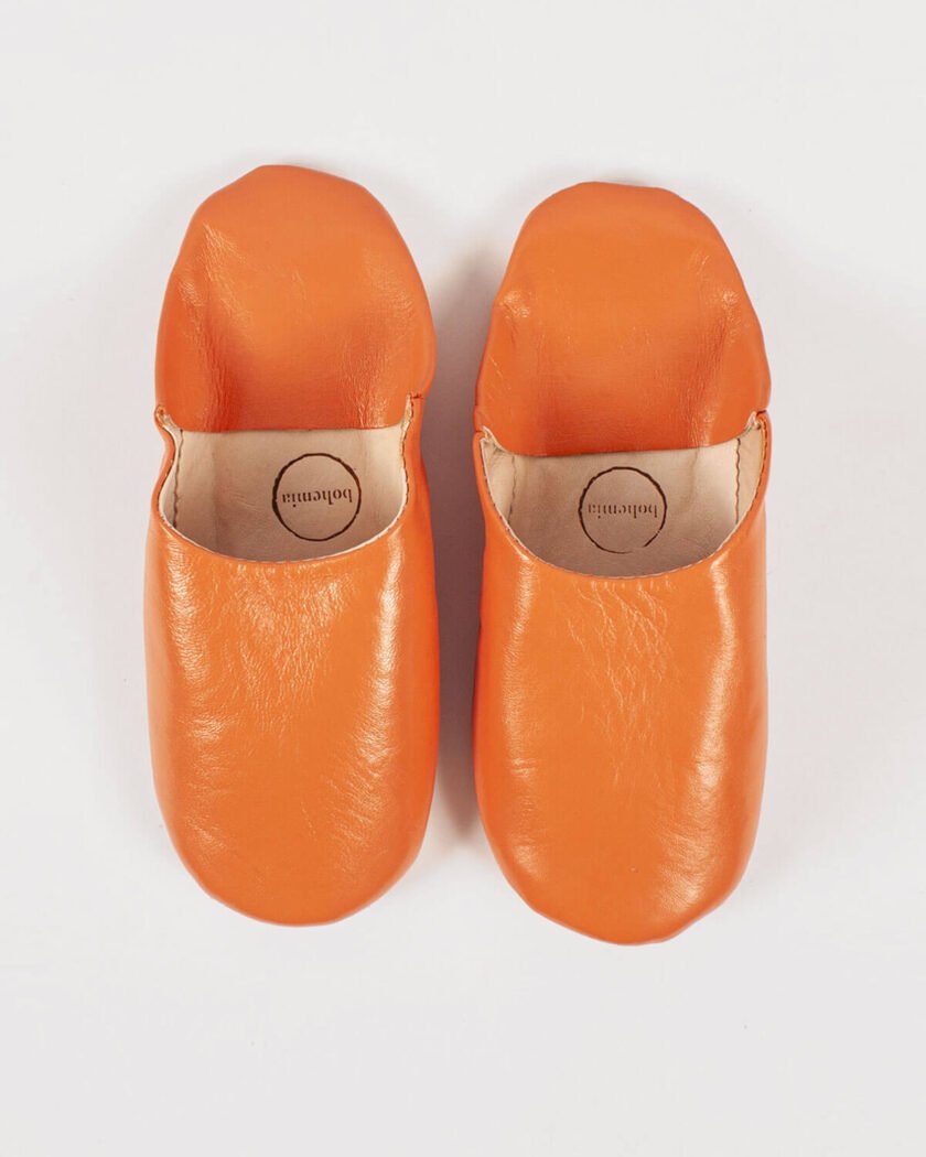 Moroccan Babouche Basic Slippers, Tangerine (Pack of 2)