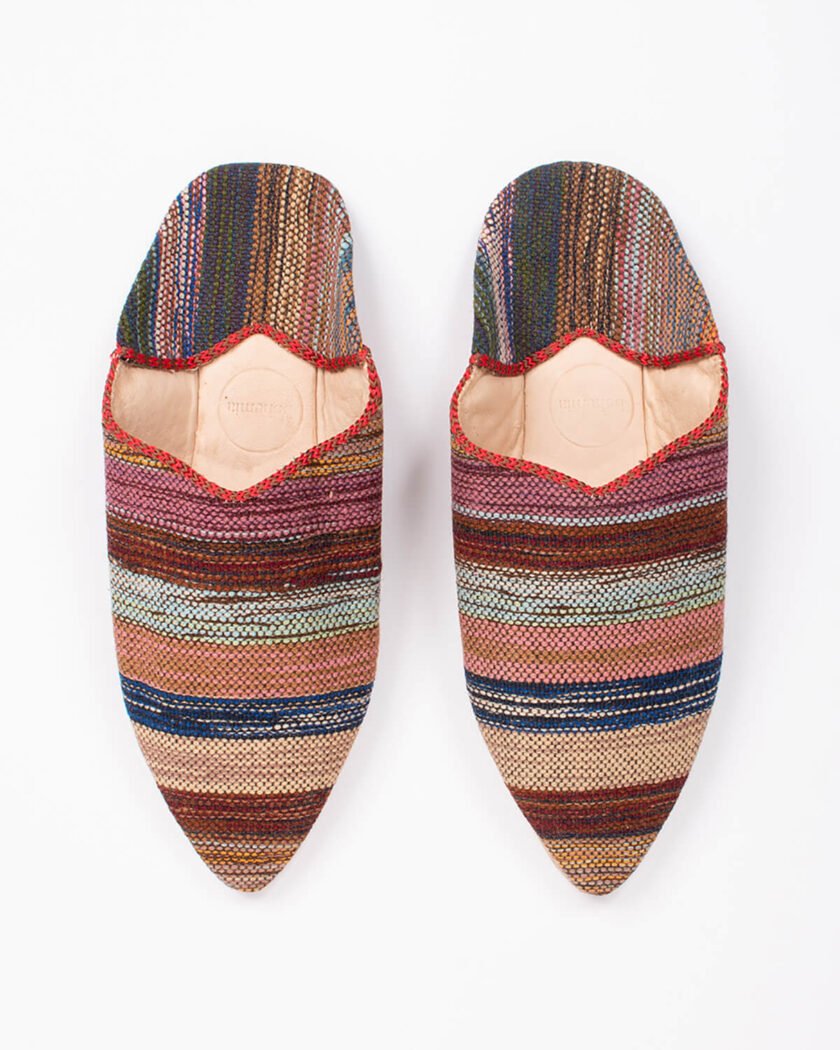 Moroccan Boujad Pointed Babouche Slippers, Atlas Stripe