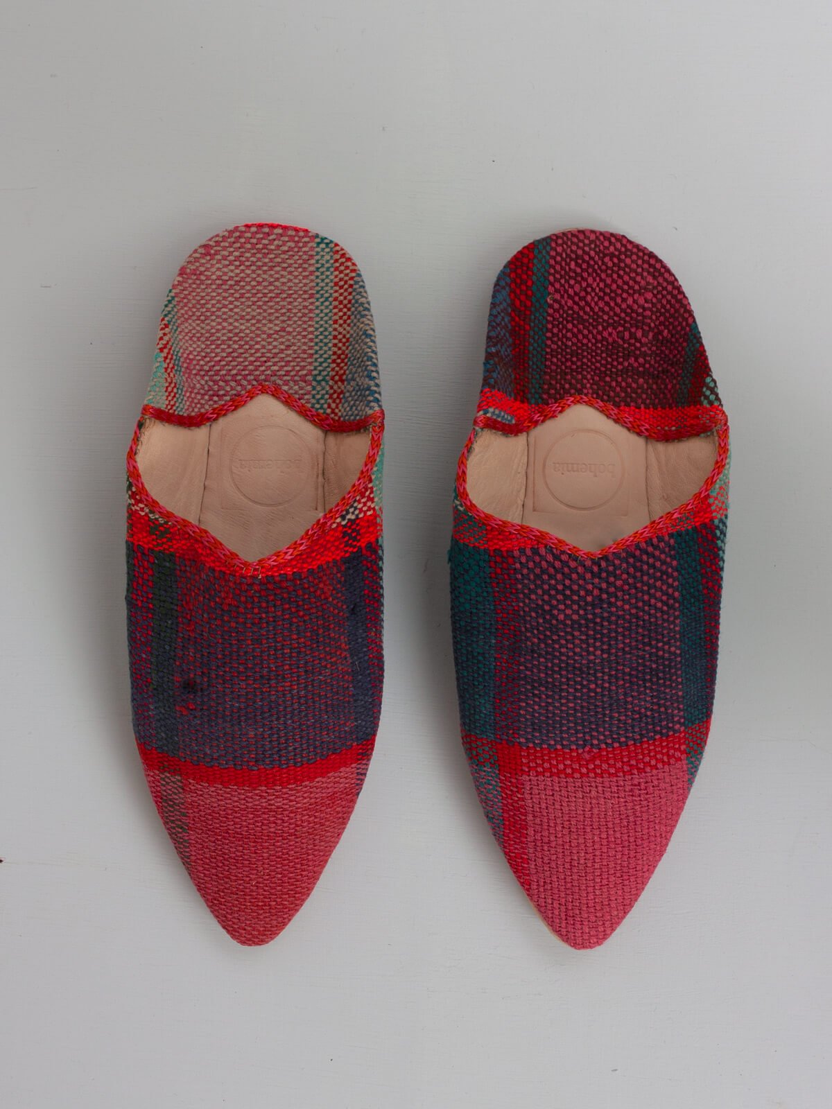Moroccan Boujad Pointed Babouche Slippers, Happy Check