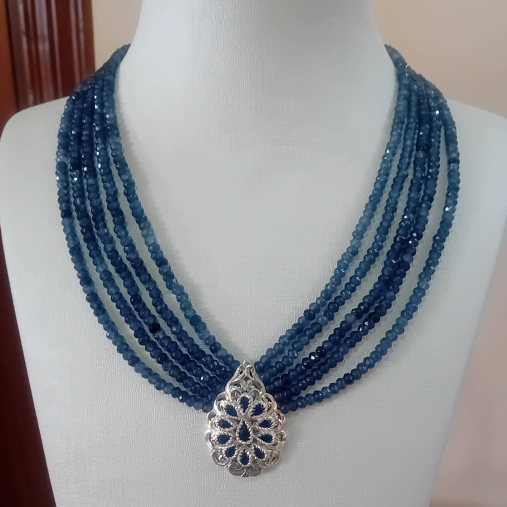 Moroccan grey silver necklace