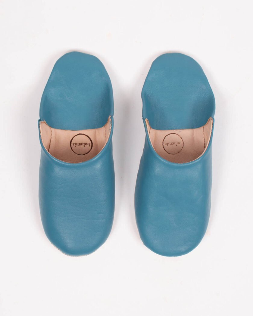 Moroccan Mens Babouche Slippers, Blue Grey (Pack of 2)