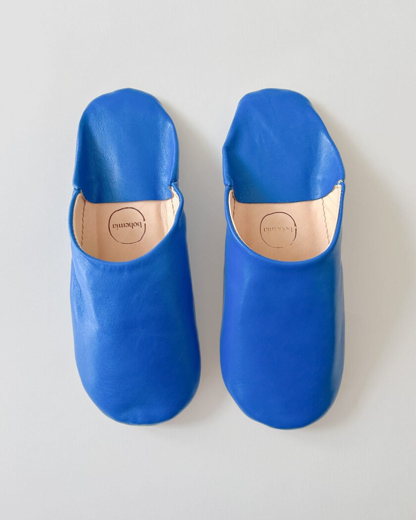Moroccan Mens Babouche Slippers, Majorelle Blue (Pack of 2)