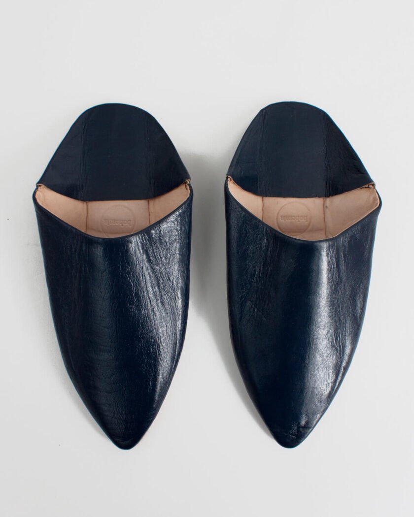 Moroccan Mens Pointed Babouche Slippers, Indigo (Pack of 2)