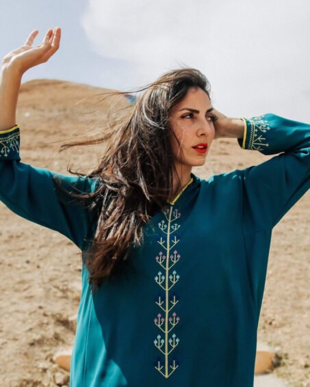 Pigeon Blue Djellaba Moroccan Dress