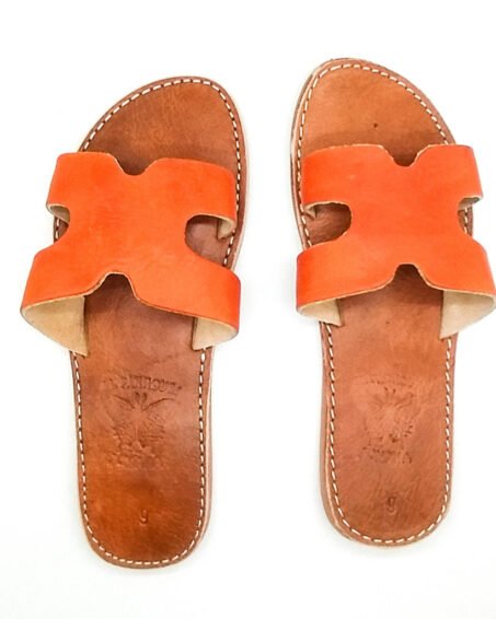 Real Leather Orange Sandals