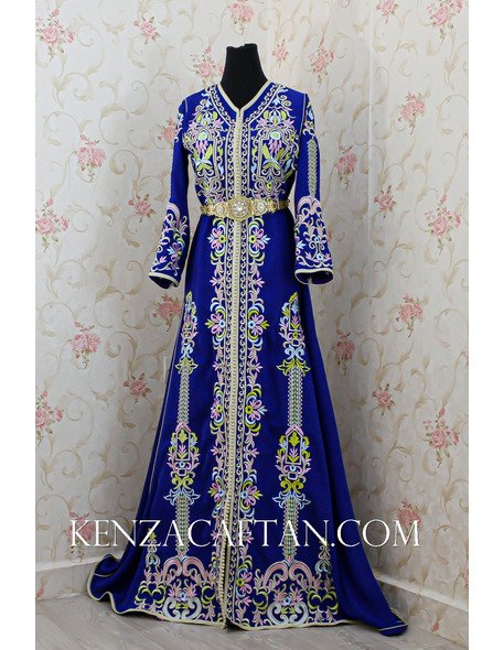 Robe arabe bleu royal avec broderie