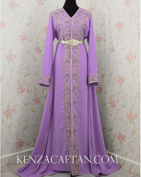 Robe arabe Lilas avec broderie et perlage