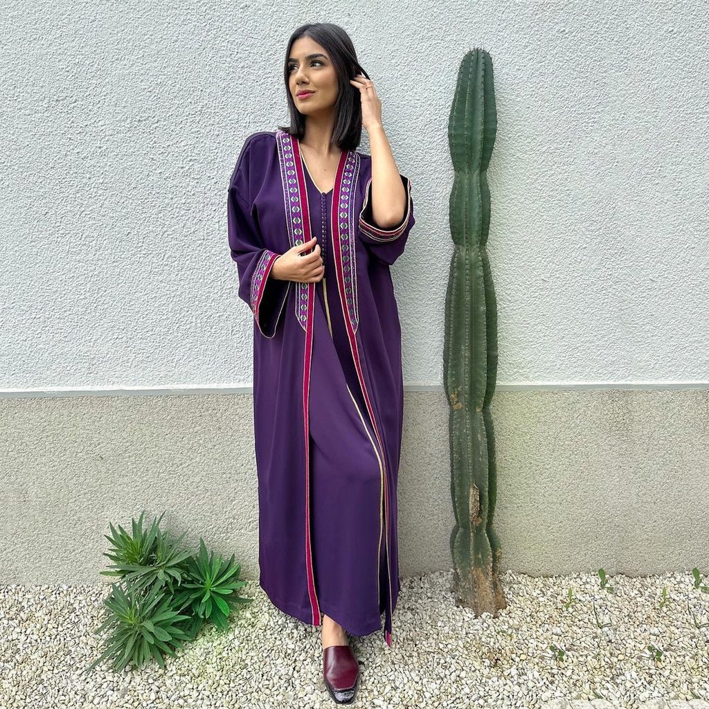 Robe marocaine Djellaba d'or et d'eau