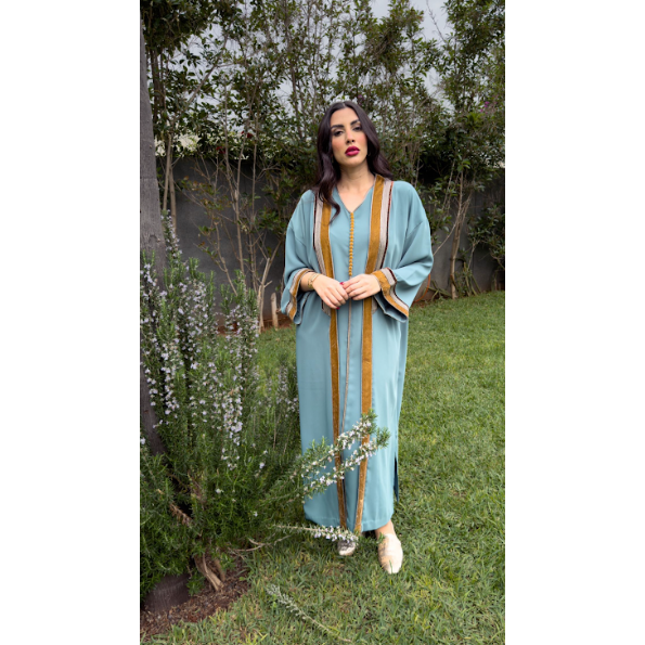 Robe marocaine Djellaba d'or et d'eau