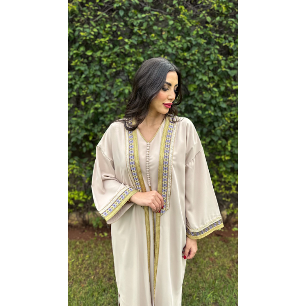Robe marocaine Djellaba d'or et d'eau