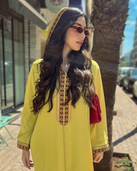 Robe marocaine Djellaba d'or et d'eau