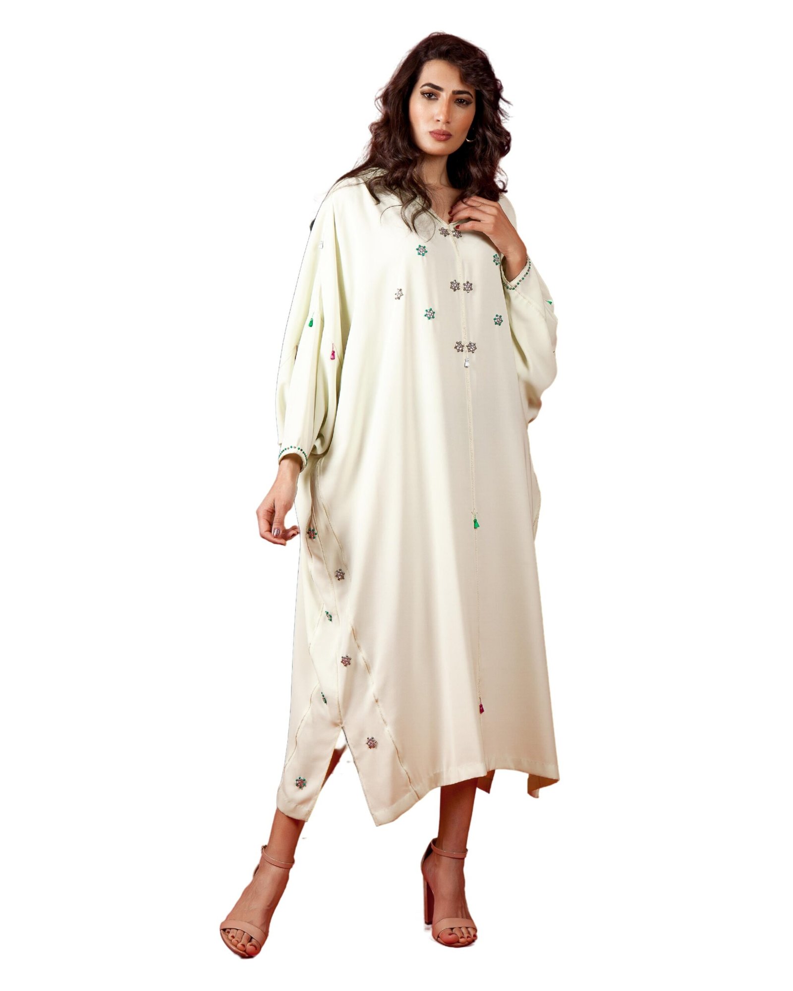 Sirine Moroccan Djellaba Women Plush White