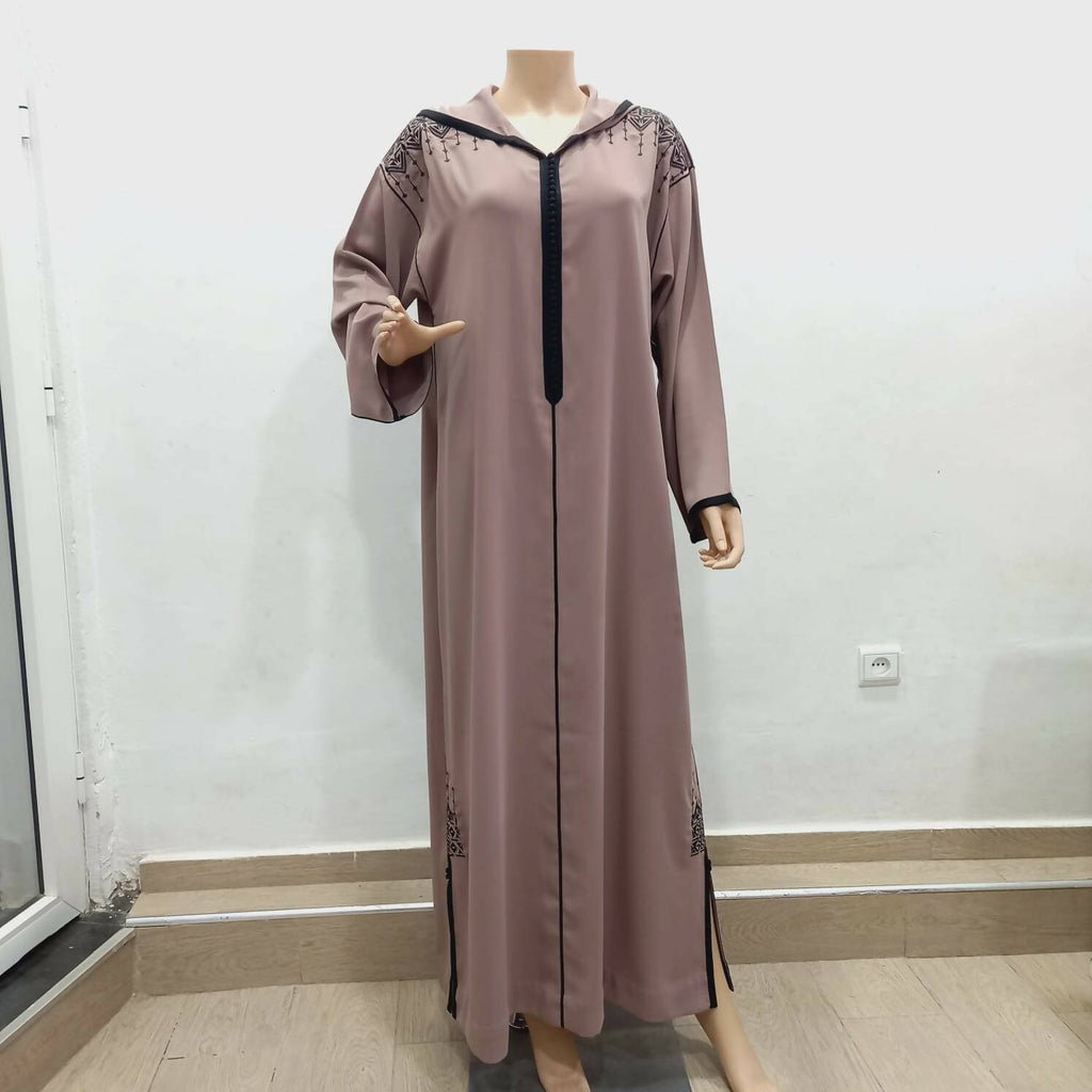 Taupe & Black Moroccan Djellaba