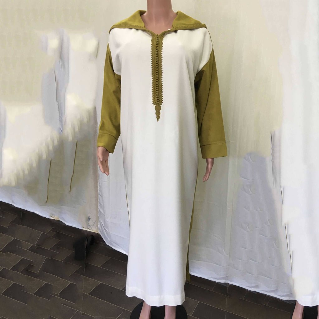 White & Pistachio Djellaba