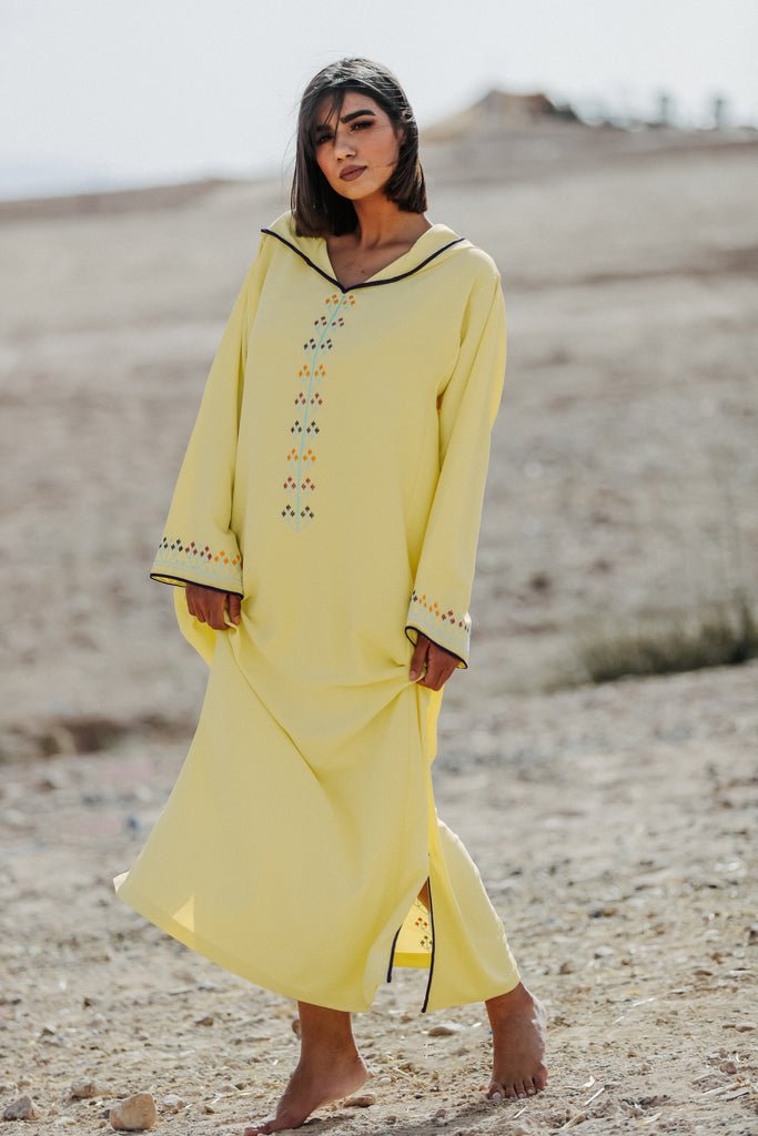 Yellow Djellaba Moroccan Dress